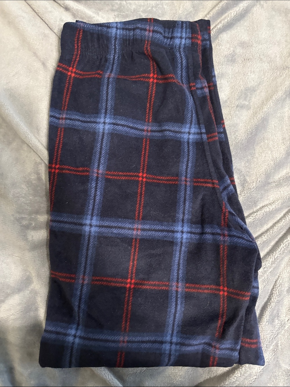 Fruit of the Loom Men's Navy Plaid Sweatpants - Blue & Red